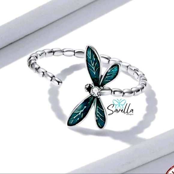 Solid Sterling Silver Resizable Dragonfly Ring - Picture 1 of 1